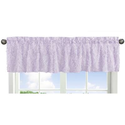 Purple Floral Rose Window Curtain Valance - Solid Lavender Flower Luxurious Elegant Princess Vintage Boho Shabby Chic Luxury