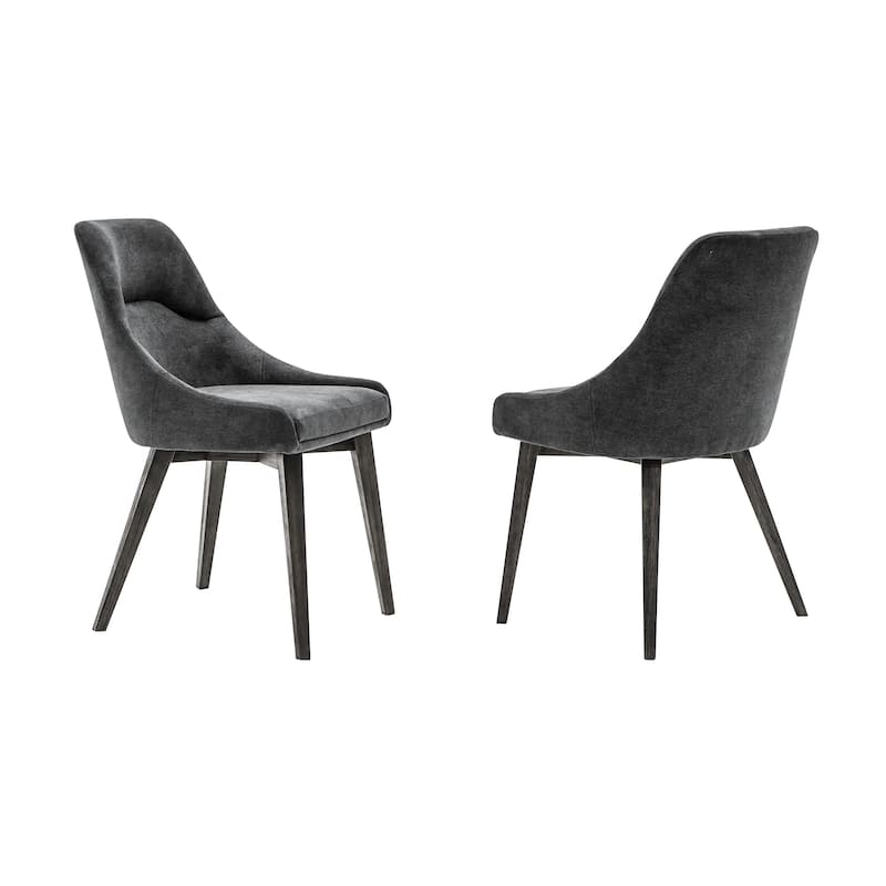 Lileth Modern River Gray Dining Chairs with Acacia Wood Legs - Set of 2 - N/A