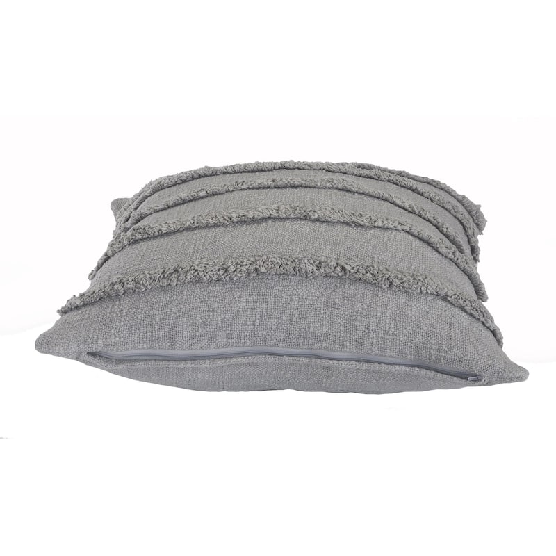 20" Gray Overtufted Solid Square Throw Pillow