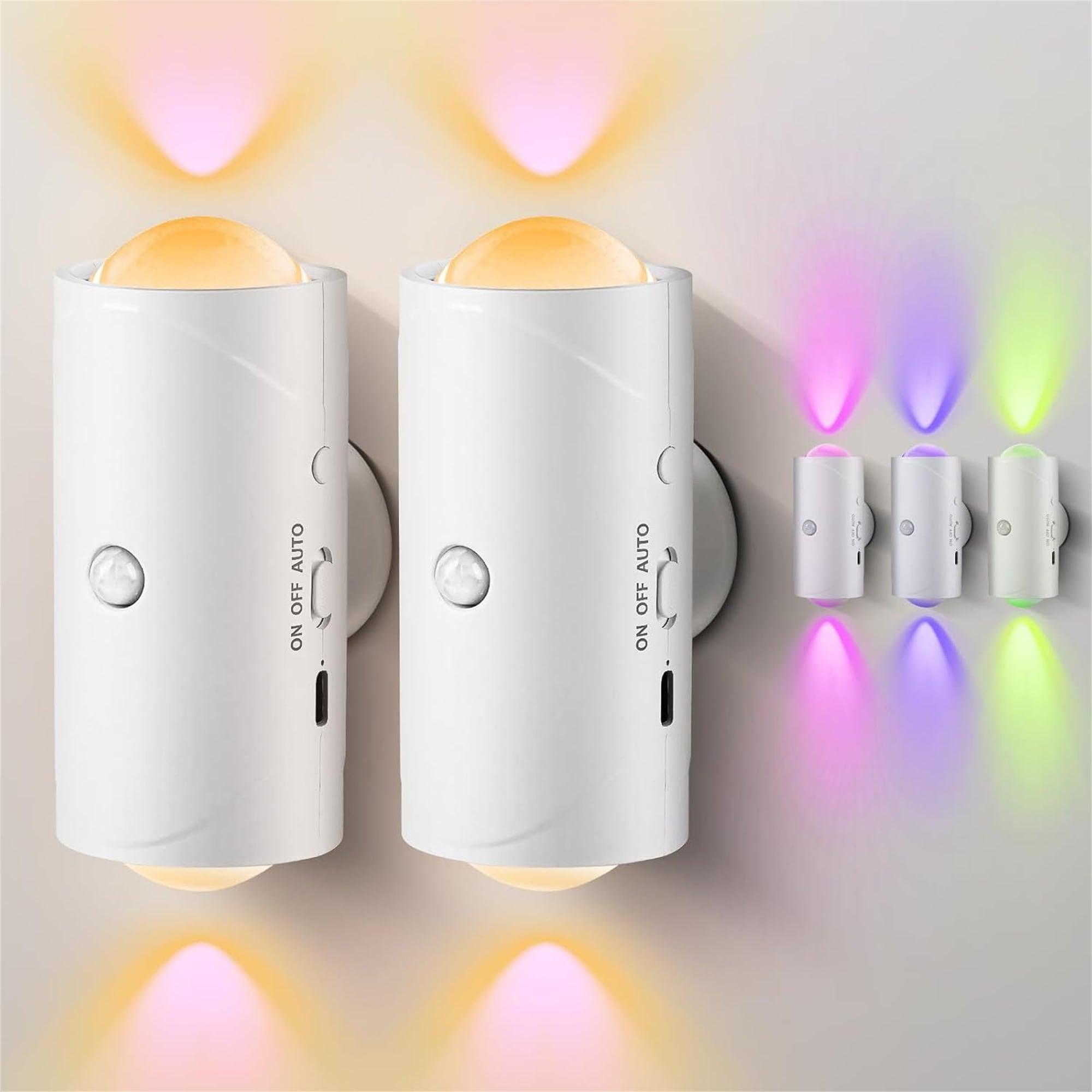 4PCS LED Motion Sensor 7 Colors Rechargeable Night Light