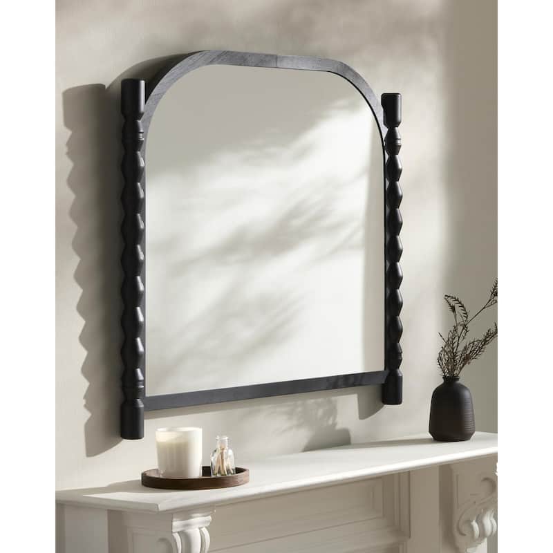 Livabliss Bellinda Global Mantel Mirror - 32"H x 30"W x 2"D - Black