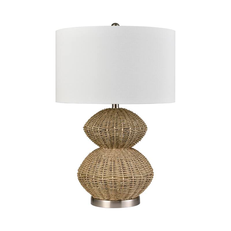 Elk Home Helia Natural With White Linen Drum Shade Table Lamp