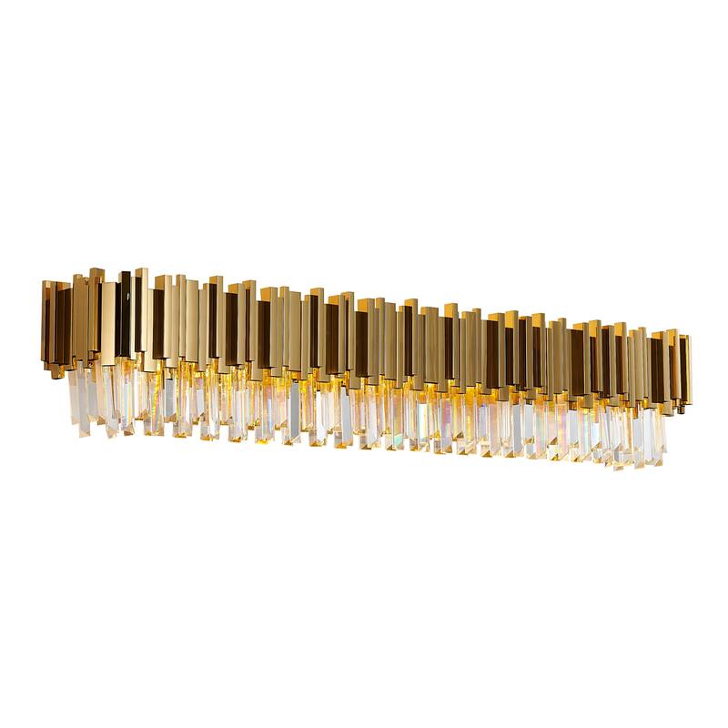 8 Light Gold Stainless Steel Wall Sconce with Crystal Accents
