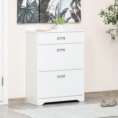 Modern 3-Drawer Shoe Cabinet with Adjustable Shelf and 2 Flip Doors