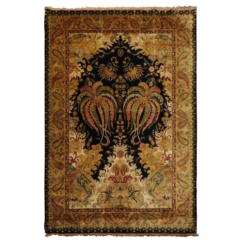 6'2''x9'3'' Agra Traditional Hand Knotted Green Wool Area Rug - 6' 2'' x 9' 3''