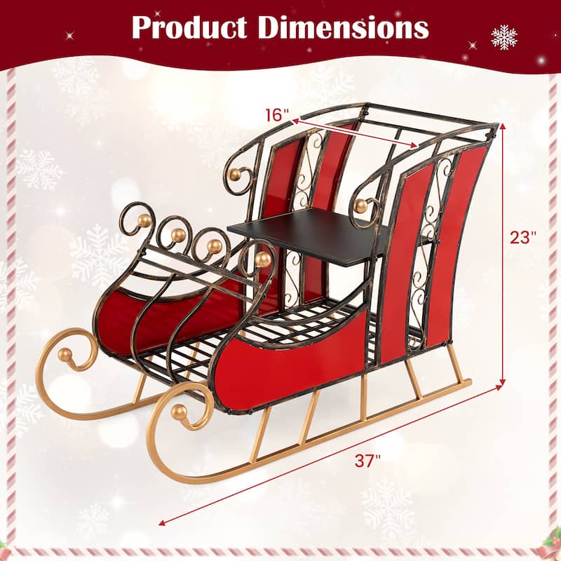 Gymax 23''Christmas Santa Sleigh w/ 2-Tier Storage Shelf Christmas - See Details