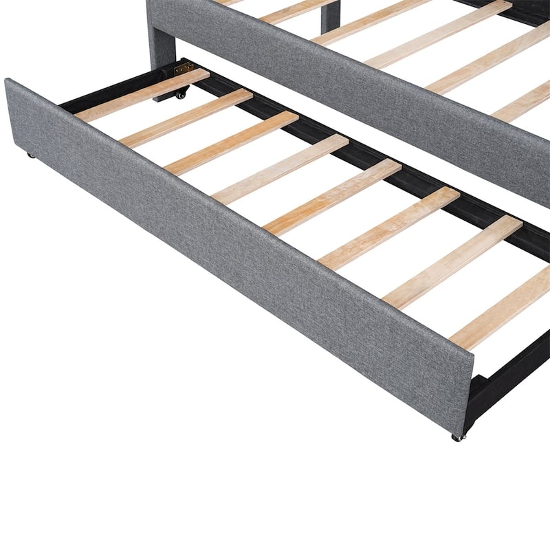 Merax Upholstered Platform Bed with Twin Trundle