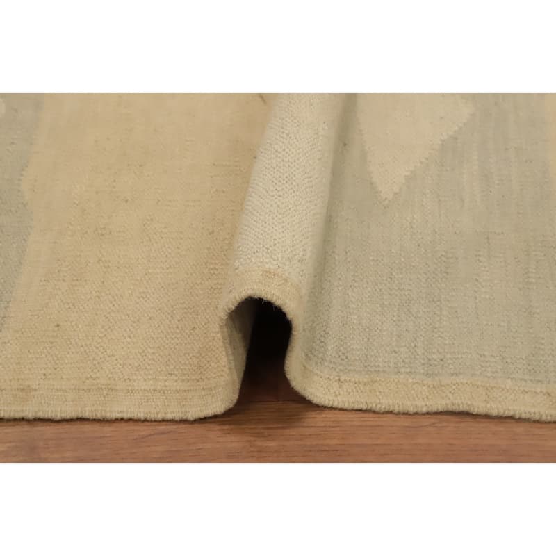 Hand Woven Oriental 100% Wool Carpet Southwestern Modern Beige & Ivories Kilim Area Rug - 4' 0'' X 2' 0''