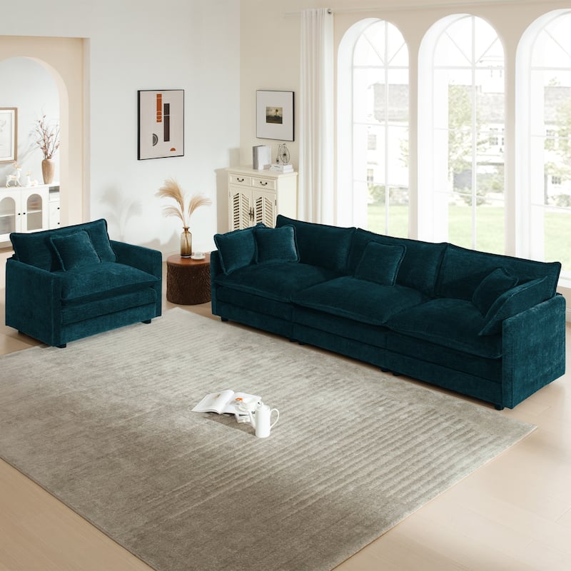 Cloud Chenille Upholstered Modular Sectional Sofa with DIY Combination Design
