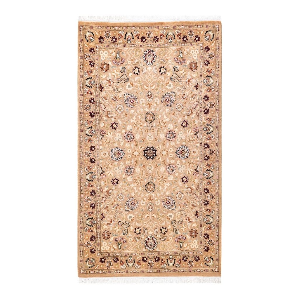 Overton Hand Knotted Wool Vintage Inspired Traditional Mogul Beige Area Rug - 3 x 5