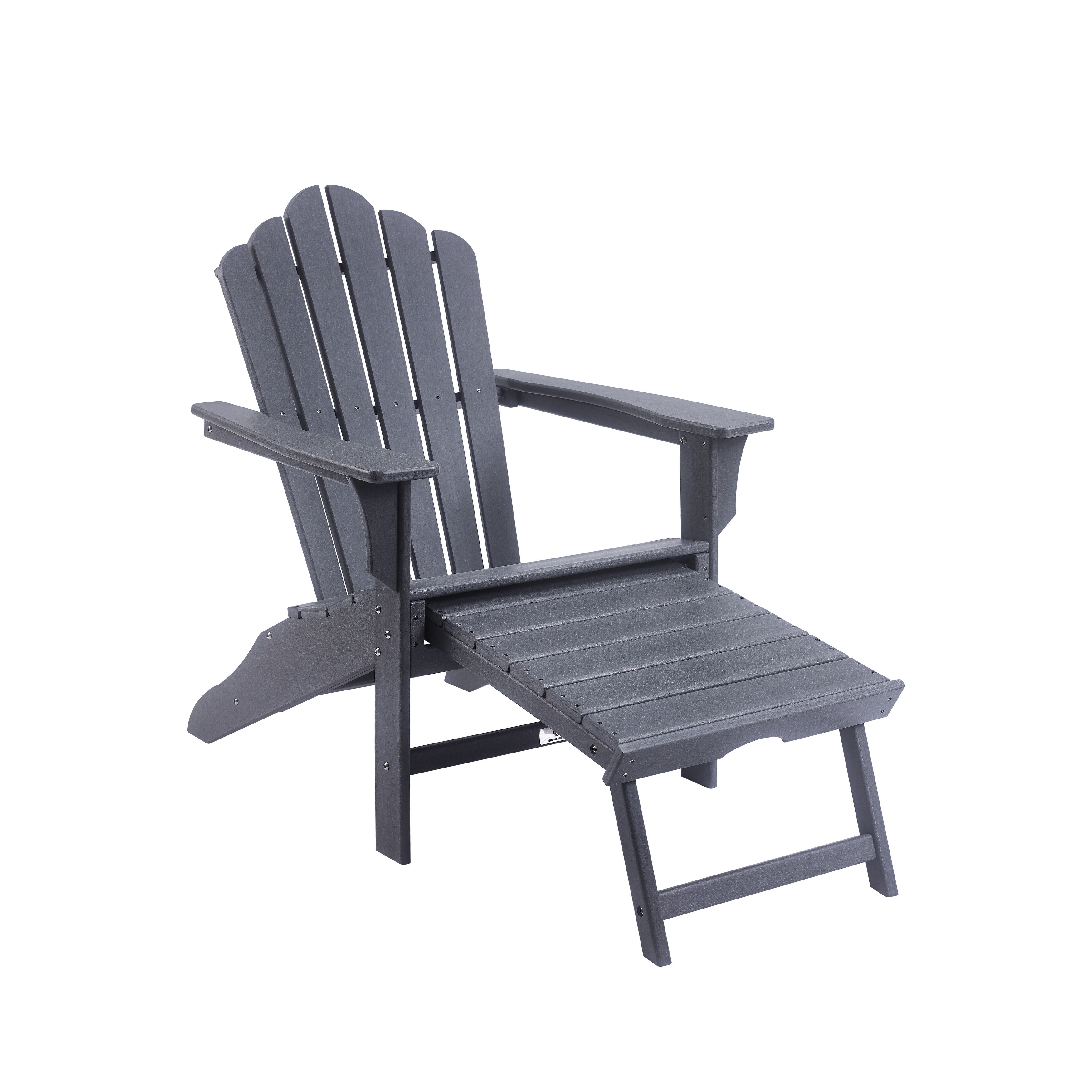 Classic Plastic Outdoor Patio Adirondack Chair with Footrest Bed