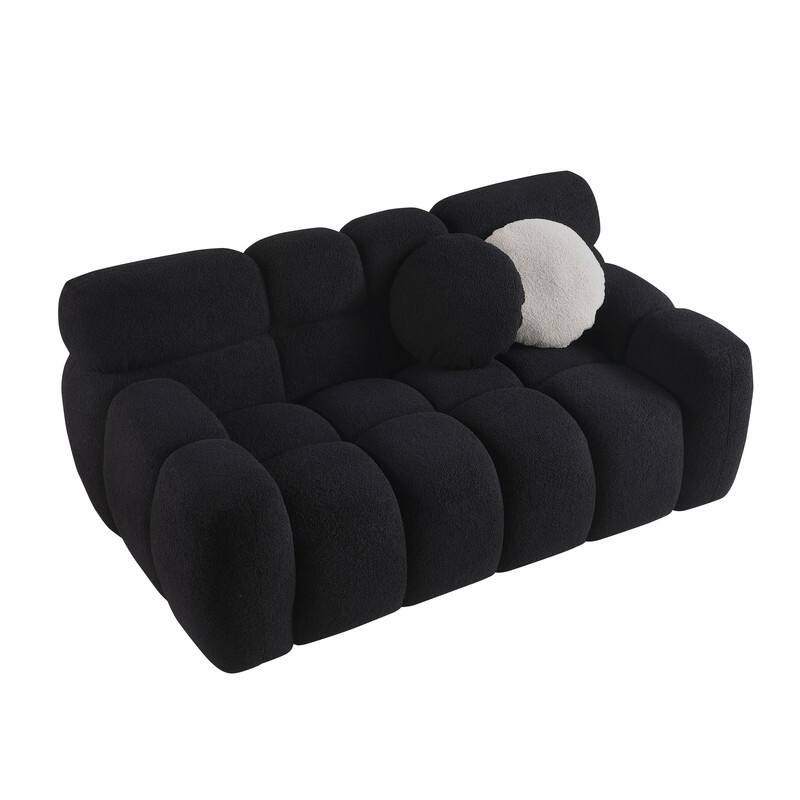 Two Sizes Of Teddy Velvet Upholstered Sofa