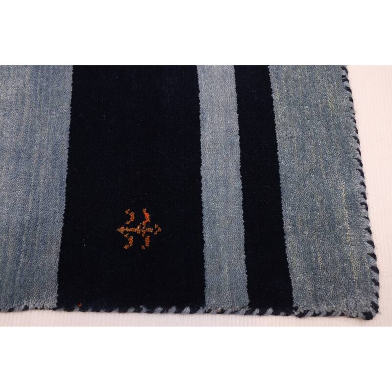 ECARPETGALLERY Hand Loomed Kashkuli Gabbeh Dark Navy, Grey Wool Rug - 6'9 x 9'9