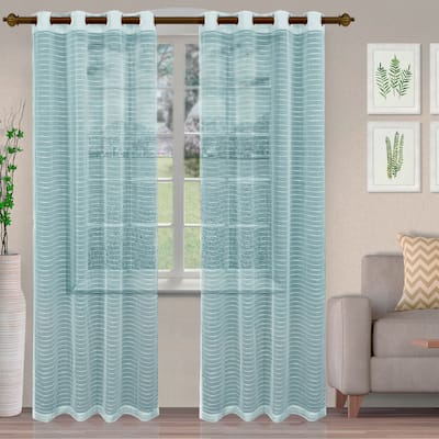 Superior Jackson Striped Machine Washable Sheer Curtains, Set of 2