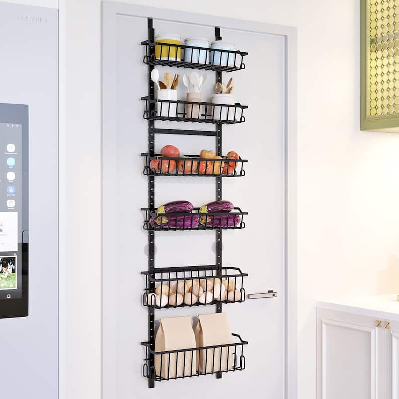 Over The Door Pantry Organizer, 6-Tier 8-Tier Over The Door Organizer with Adjustable Metal Hanging Baskets - 6 tier