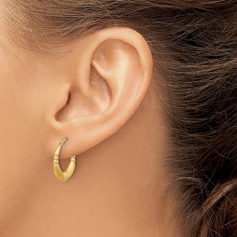 Curata 14k Yellow Gold Polished Satin Hoop Earrings - 17.8x16.5mm