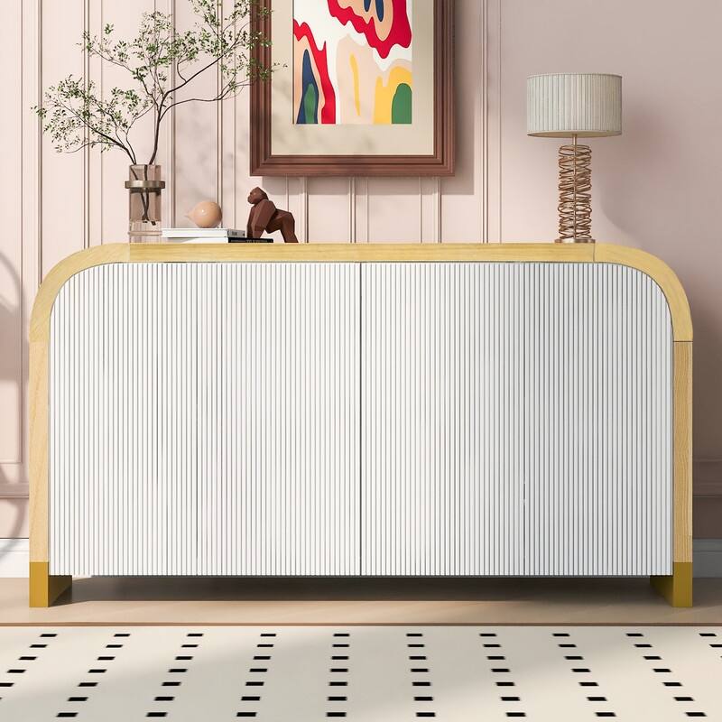 59.8''W 4-door Cabinet with Adjustable Shelves - N/A - White