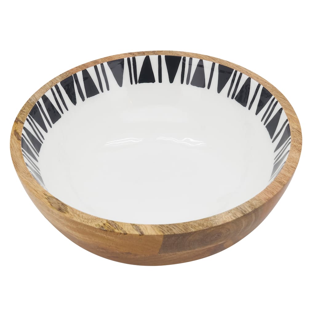 Arrow Trim Design Enamel Wood Serving Bowl - 10"x10"
