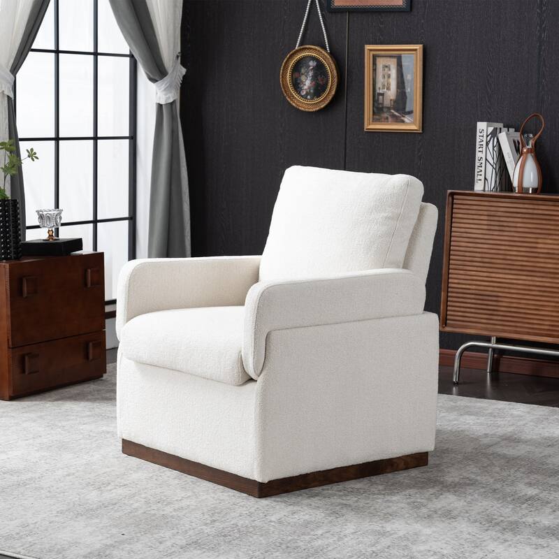 Modern Boucle Fabric Upholstered Accent Arm Chair for Living Room