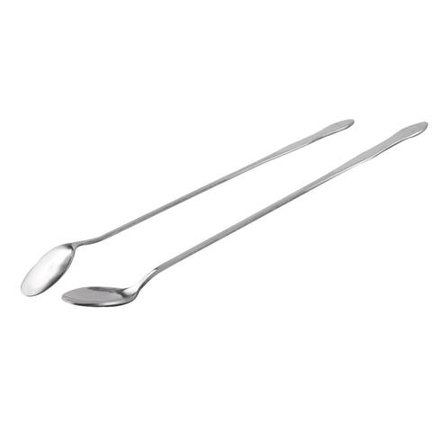 Stainless Steel Long Handle Tea Latte Ice Cream Spoon 25cm Length 2pcs - 9.8"x 1.2"(L*W)