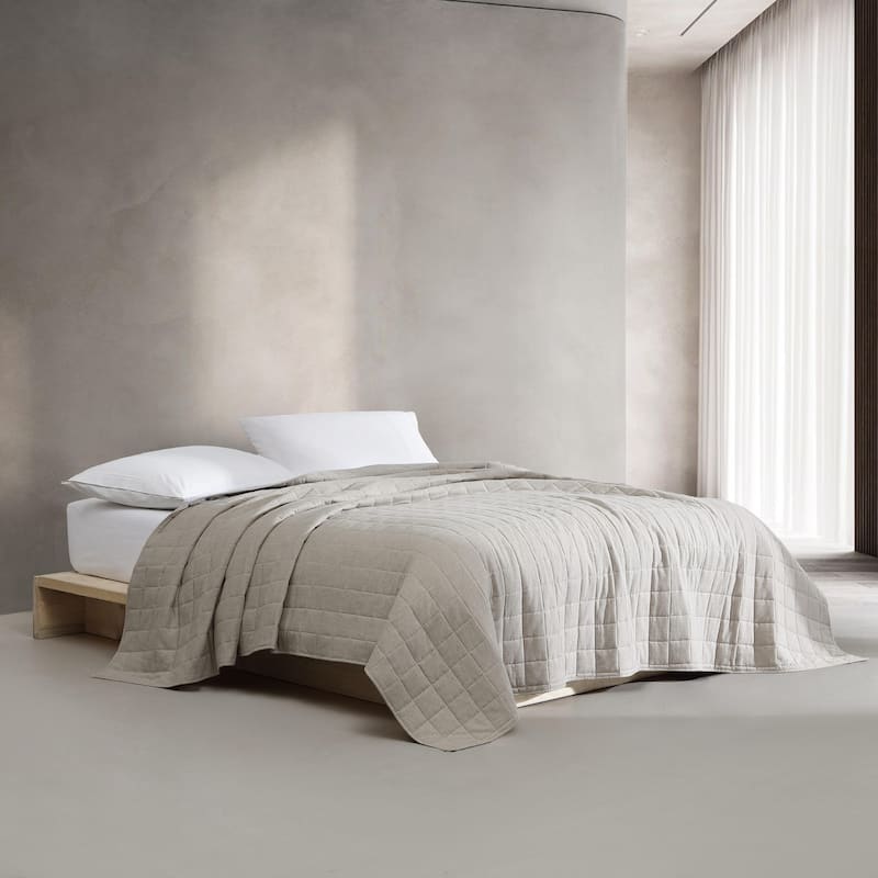Calvin Klein Melange Cotton Flannel Solid Reversible Quilt