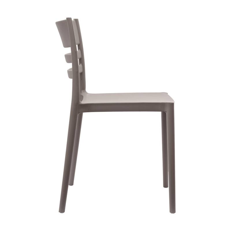 Commercial All-Weather Resin Stack Chair with Slatted Backrest-Set of 2 - 19.75"W x 20.75"D x 31.75"H