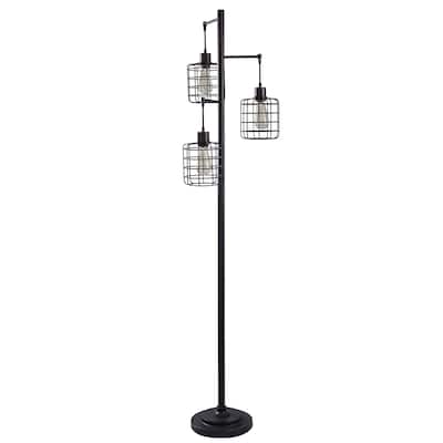 Carbon Loft Memnet 3-light Caged Cylinder Wire Pendant Floor Lamp