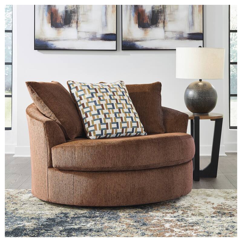 Signature Design by Ashley Laylabrook Oversized Swivel Accent Chair - 56" W x 55" D x 35" H - Spice