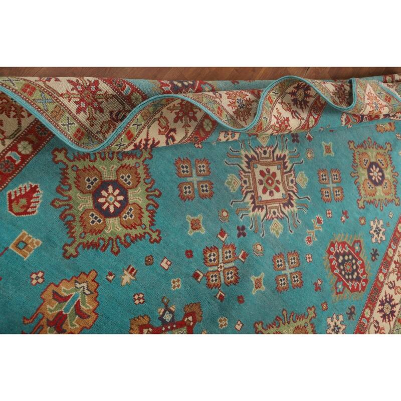 Turquoise Blue Kazak Oriental Area Rug Handmade Wool Carpet - 6'0"x 8'11"