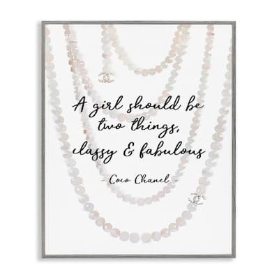 Stupell Silver Orchid Classy and Fabulous Fashion Quote with Pearls Framed Art - Multi-Color