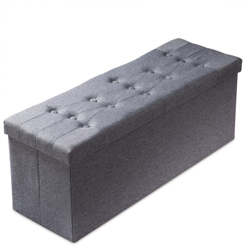 Ottoman with Storage Linen 43x15x15 inches - Grey
