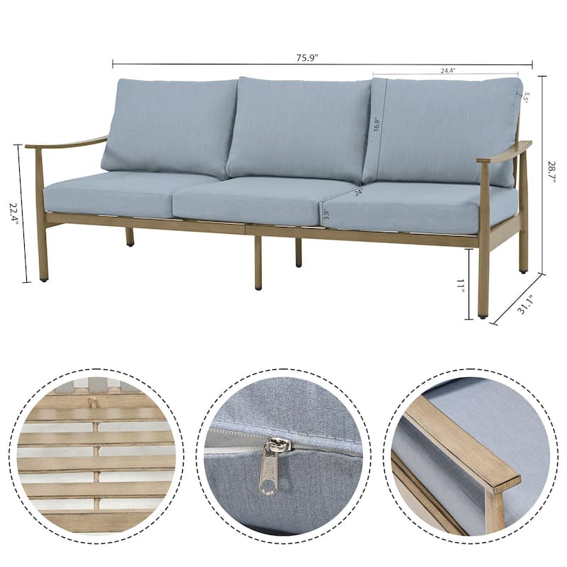 5-Person Aluminum Patio Conversation Set with Webbing Chair Back and Cushions