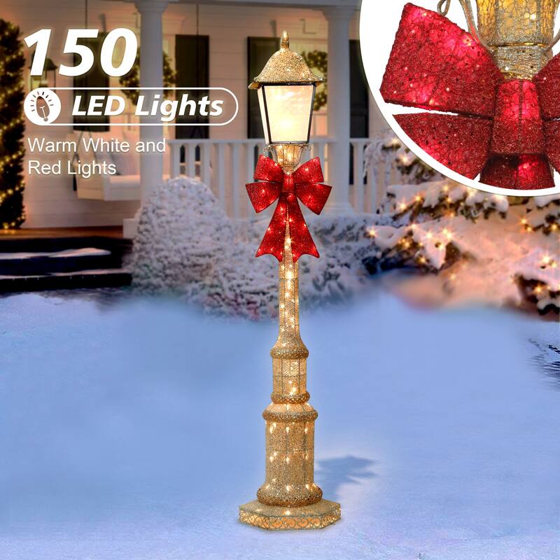 Puleo International 84" Pre-Lit Outdoor Lamp Post with 150 Warm White LED Lights