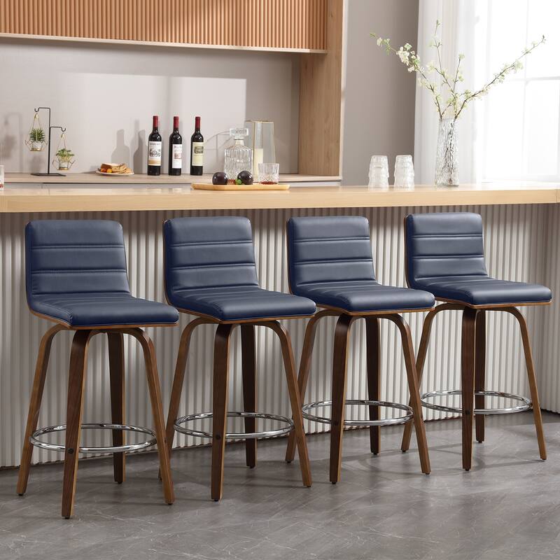 Faux Leather & Wood Swivel Bar Stools/ Counter Stool Set of 2