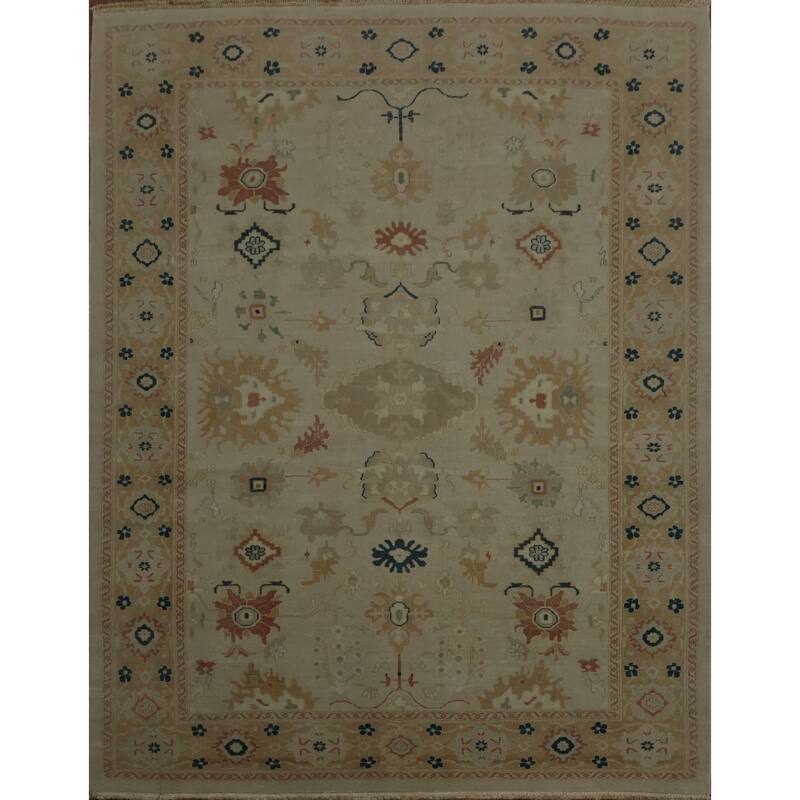 Hand Knotted Oriental 100% Wool Carpet Traditional Floral Greys & Charcoal Ziegler Area Rug - 9' 9'' X 7' 7''