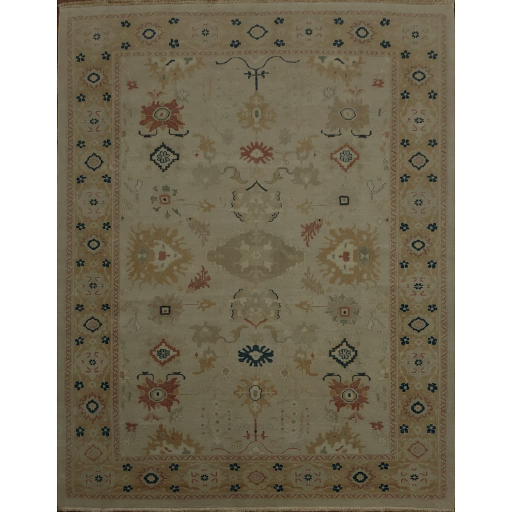 Hand Knotted Oriental 100% Wool Carpet Traditional Floral Greys & Charcoal Ziegler Area Rug - 9' 9'' X 7' 7''
