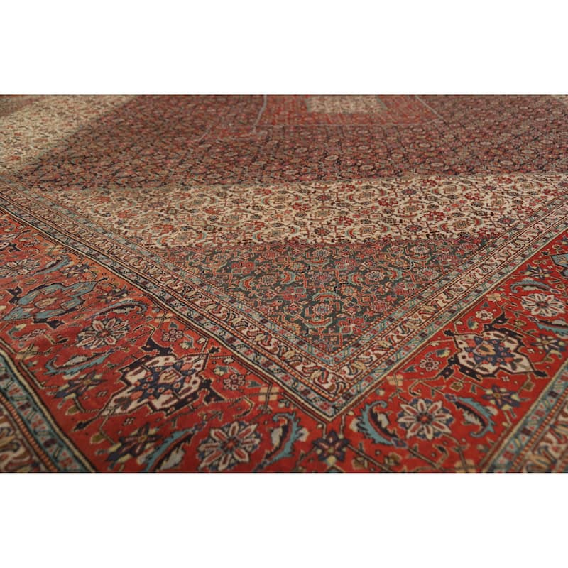Vegetable Dye Tabriz Persian Vintage Rug Handmade Wool Carpet - 9'11" x 13'1"