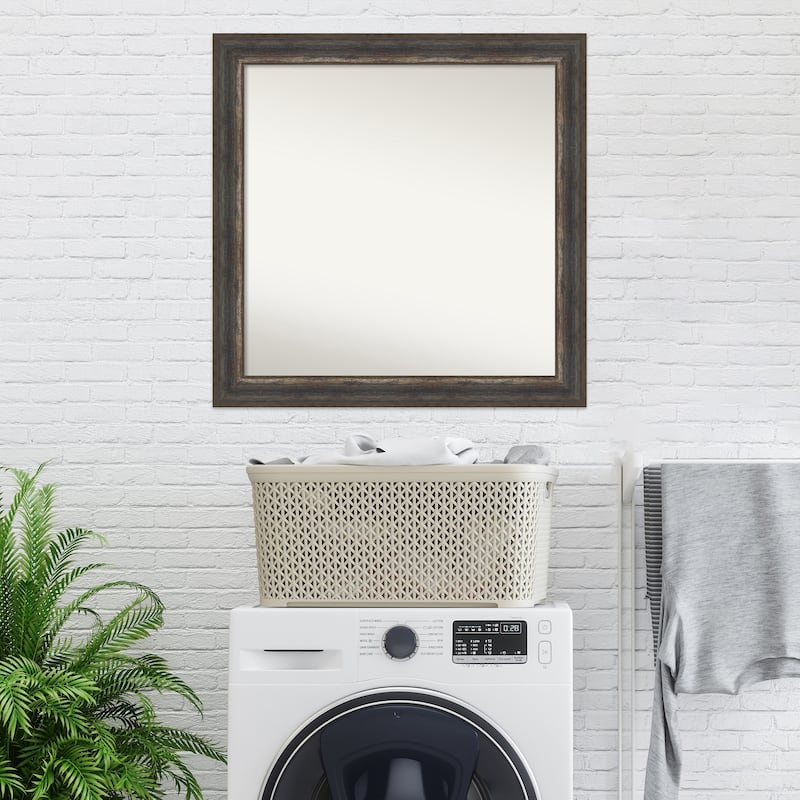 Non-Beveled Wall Mirror - Alta Rustic Char Frame