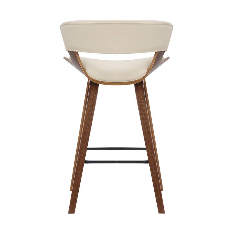 27" Modern Cream and Brown Counter Height Bar Stool with Upholstered Foam Seat and Iron Frame - 36.5”H x 21”W x 20.5”D