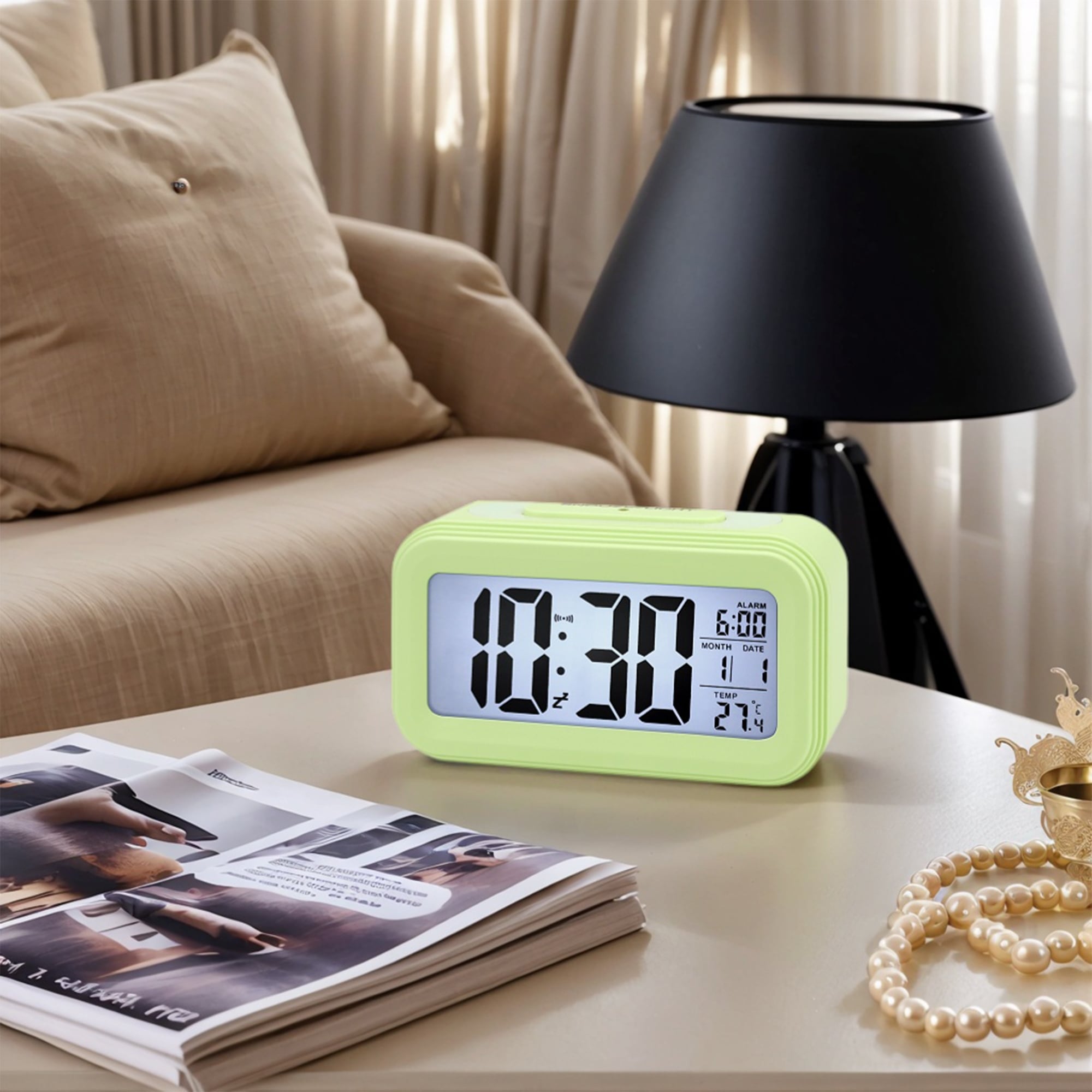 Electric Alarm Clock, Bright Colors, Backlight Gentle Wake-Up Sound for Bedroom/Dorm 5.3"Lx1.8"Wx3.0"H - 5.3"L x 1.8"W x 3.0"H