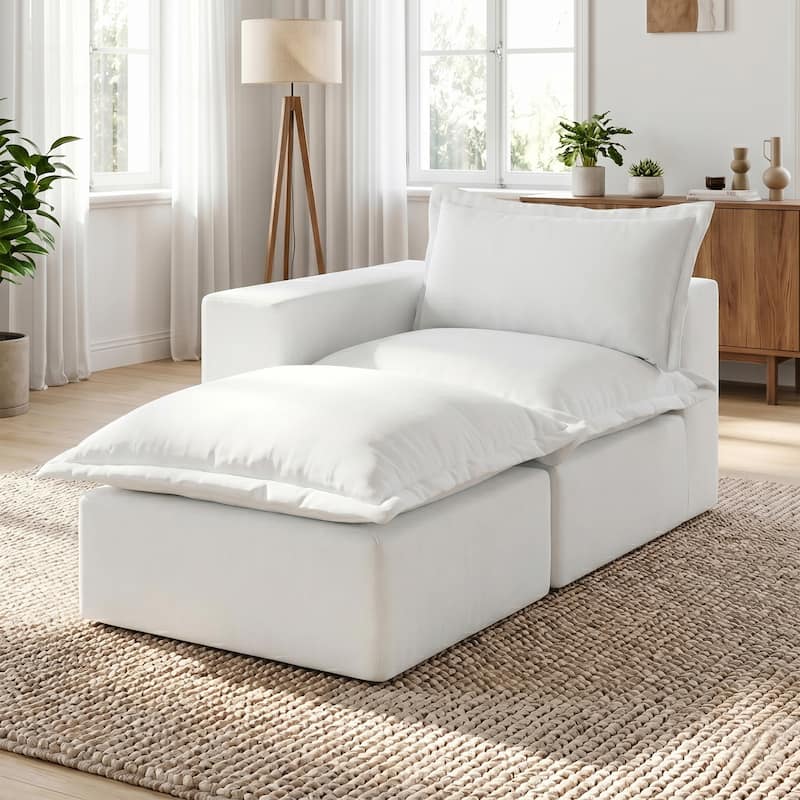 Comfy Cloud Couch Plush Modular Sectional Sofa For Living Room - Beige/2 piece - Left Facing