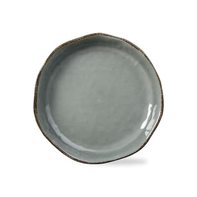 16"x16" Veranda Cracked Glazed Solid Wavy Edge Melamine Serveware Bowl Dishwasher Safe Indoor Outdoor Slate Blue