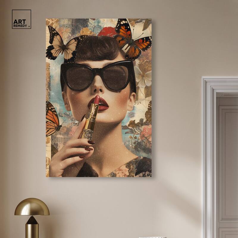 Iconic Lady Butterfly Collage II Canvas by Art Remedy, Gallery Wrapped