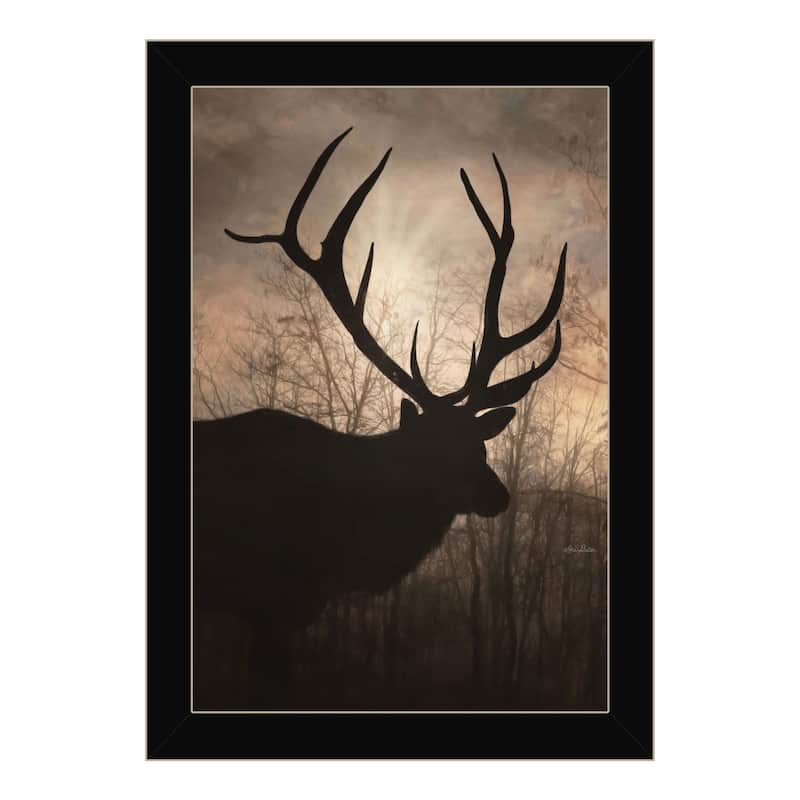 TrendyDecor4U "Elk Sunrise I" Framed Print Wall Art - Black