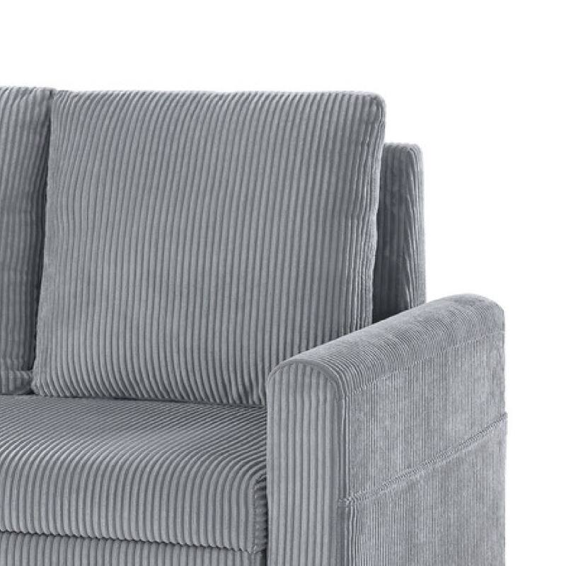 Swin Loveseat with Storage, Gray Corduroy, Soft Cushioned, 45 Inch