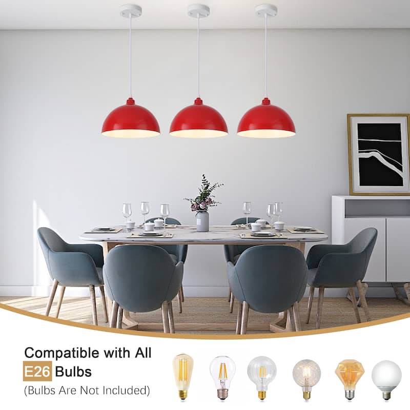 1 - Light 11.8" W Single Dome Pendant for Kitchen Island Dining Room (Set of 3) - W 11.81 in