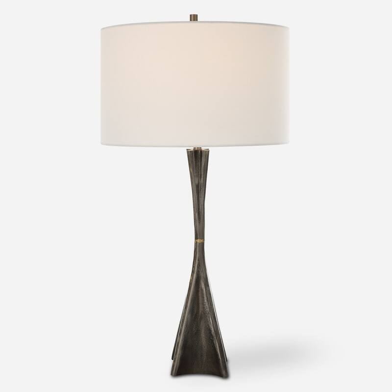 Handcrafted Table Lamp with Drum Shade - 32" - Black