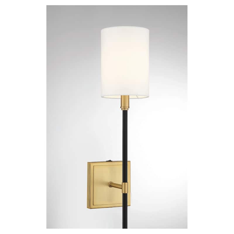 Trade Winds Paige 1-Light Wall Sconce in Black with Natural Brass Accents - Black with Natural Brass Accents