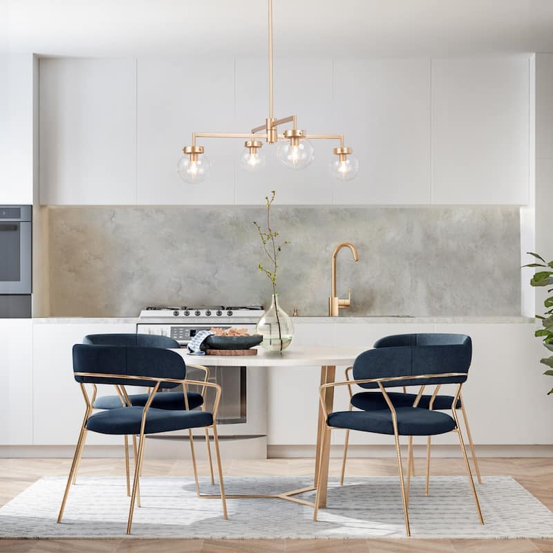 Mid-Century Modern 4-light Sputnik Chandelier Adjustable Gold Ceiling Lights with Glass Globe