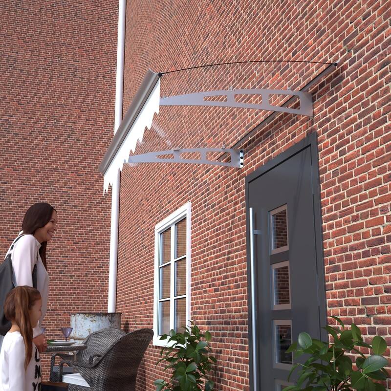 Wall-mounted window and door awnings for masonry and concrete walls